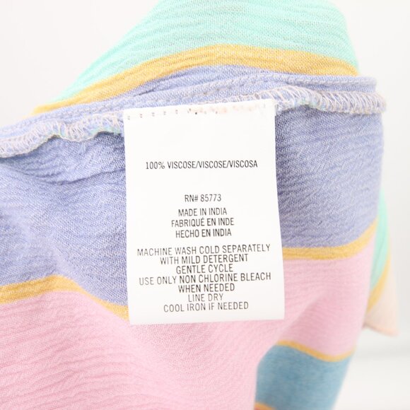 O'Neill Shorts Blue Colorful Striped Smocked Waistband Lightweight High Waisted - Picture 11 of 12